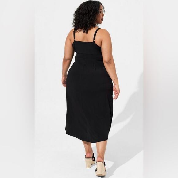 Torrid Midi Studio Knit Midi Wrap Dress In Deep Black Plus Size 2X LBD Office - Picture 4 of 13